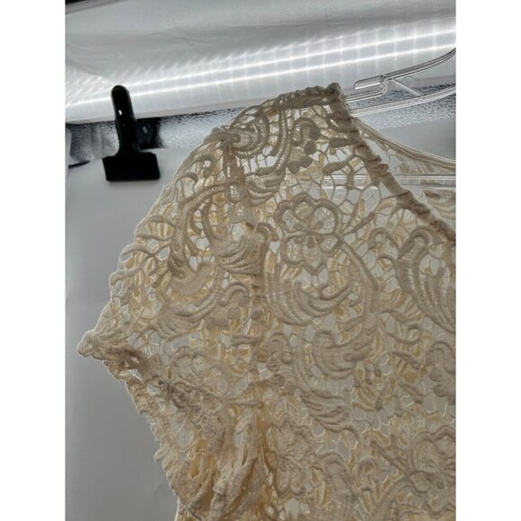 Apt. 9 Open Lace Top Cream Women's Size Large Short Sleeve Career New - Picture 5 of 10